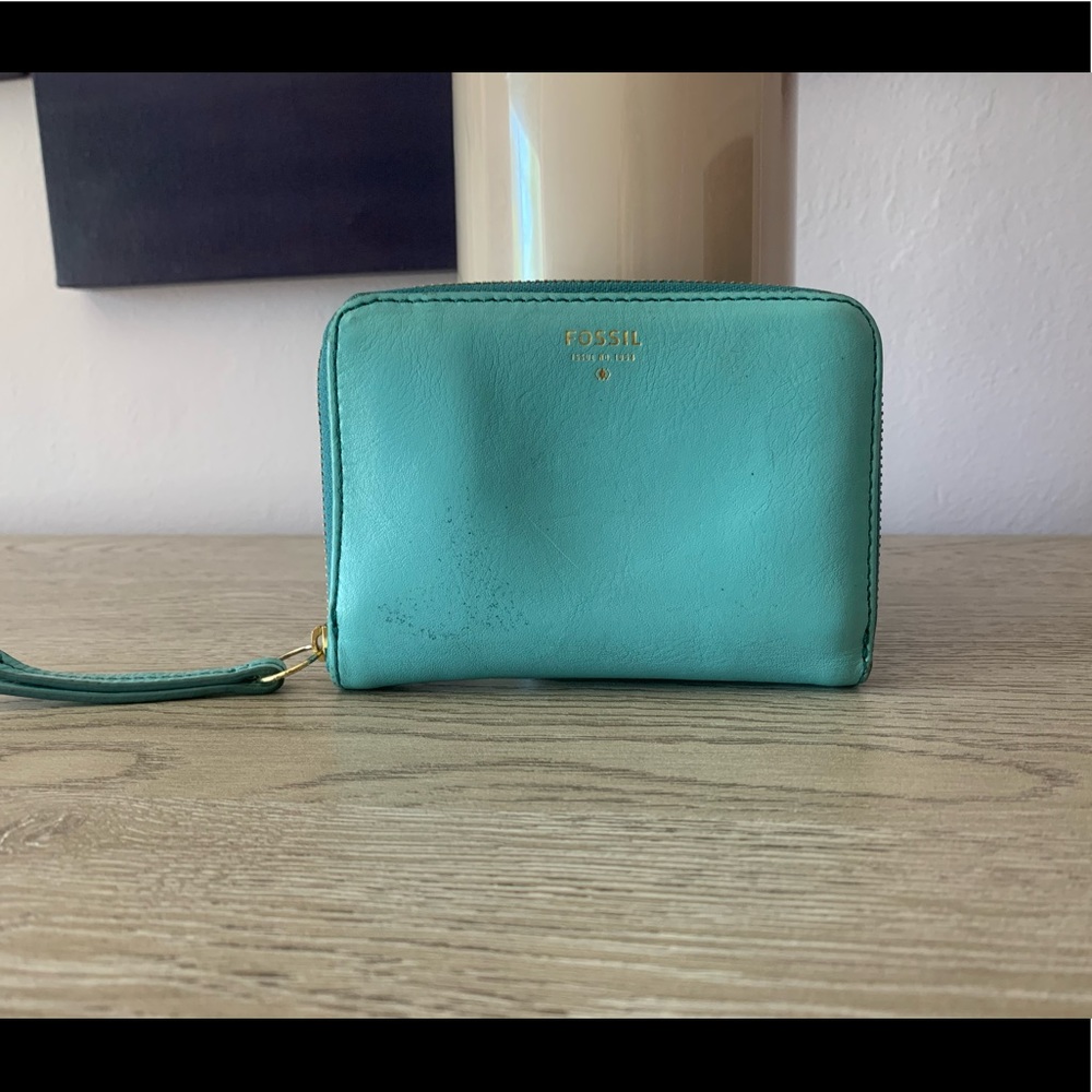 Teal Fossil Wallet